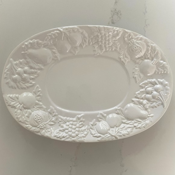Vintage Gibson Designs Fruitful 10in White Oval Serving Platter - Picture 1 of 10
